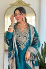 ELLITI Women's Solid Reach Color Embroidered Kurta with Floral Dupatta and Straight Pants, Festive & Traditional Outfit Ethnic Wear Set - Image 8