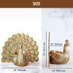 BEHOMA Metal Dancing Peacock with Scented Glass Votive Candle, Golden - Image 3