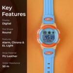 SKMEI Kids Sports Multi Function Digital Watch, Multicolor Dial Sky ABS Case Kid's Watch, PU Rubber Strap Band, Waterproof LED Light Children Wristwatches for Boys Girls - 1451 - Image 2