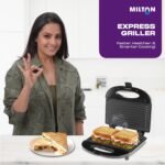 MILTON Express 800 Watt Grill Sandwich Maker | Electric Toaster Griller Sandwich Maker | Non Stick Coating Grill Plates | Power Indicators | 1 Year Warranty | Black - Image 2