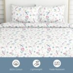 Haus & Kinder Bedsheet for Double Bed King Size, 108X108 Inches King Size Bed Sheet Cotton 186 TC Bedsheets with 2 Pillow Covers- Exotic Wings, White - Image 3