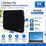 Tressential 14 Inch Laptop Sleeve, Water-Resistant, Shock-Resistant Padding, for MacBook, Dell, HP, Lenovo (Black, 14 inch) - Image 2