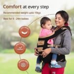 LuvLap Royal Hip Seat Baby Carrier with 4 Carry Positions, Baby Carrier with Hip seat for 6 to 24 Months Baby, Adjustable New-Born to Toddler Carrier, Max Weight Up to 15 Kgs (Black) - Image 4