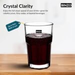 BINZO Glass Water Juice Glasses Set of 6, 300 ml, Stackable Drinking Durable Thick Tumblers, Microwave & Dishwasher Safe for Kitchen, Home, Fridge - Image 3