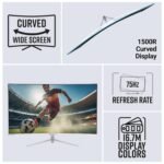 ZEBRONICS AC32FHD LED Curved 75Hz 80Cm (32") (81.28 Cm) 1920x1080 Pixels FHD Resolution Monitor with HDMI + VGA Dual Input, Built-in Speaker, Max 250 Nits Brightness, White - Image 7