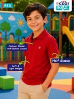 Lux Cozi Boy's Polycotton Polo T-Shirt | Solid Collared Half Sleeve Tee for Kids | Soft Breathable Summer Wear | Casual Smart Polo T-Shirt | 3–14 Years - Image 5