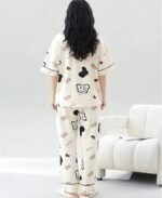 Louis Luxe Cotton Blend Womens Korean Night Dress || Full Pyjama Set ||Korean Nightsuit || Women Nightwear ||Round Neck Full Sleeve Nightsuit || Loungewear || Everyday Nightdress (ND-10) - Image 3