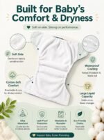 Reusable Cloth Diaper for Babies | Washable Baby Cloth Diaper with Absorbent Insert | Leak Proof Adjustable Free Size Pocket Diaper 3M -3Years | Eco Friendly Reusable Baby Diaper (2, Blue Pink, One Size) - Image 3