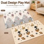TARKAN Extra Thick Reversible Baby Play Mat For Hard Floor, BIS Safety Certified, BPA Free Foldable Foam Crawling Mat (6.5x4.5 ft, 8mm Thickness) Astronaut - Parachute - Image 4