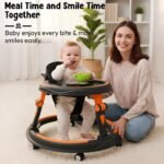 StarandDaisy Baby Walker for Babies, 6-18 Month Baby Boy & Girl, Adjustable Height Infant Learning Walker with 360° Wheels, Anti-Slip, Comfortable Padded Seat, Activity Tray, Foldable Toddler Walker (Orange-Black) - Image 3