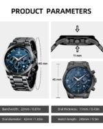 BENYAR Stylish Mens Watch Chronograph Quartz Movement Business Sport Design 3ATM Waterproof Elegant Gift for Men - Image 5