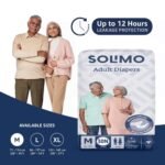 Amazon Brand-Solimo Adult Diapers Tape Style|Medium Size|60 Count|(30 x Pack of 2)|Waist 28-45 Inch(71-114 cm)|Unisex|Quick Absorption|Leak Proof Upto 12 Hours|Wetness Indicator|For Men & Women - Image 3