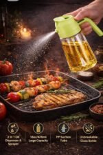 2 in 1 Glass Oil Sprayer Dispenser Bottle 500ml,Spray & Pour Bottle for Cooking, Air Fryer, BBQ, Salad, Olive Dispenser Leakproof Kitchen Oil Sprayer - Image 4