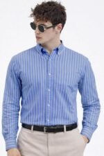 U TURN Men's Casual Printed Striped Stylish Latest Formal Plus Size Shirt for Men | Cotton Mix 220 GSM - Image 2