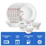 Larah by Borosil Silk Series Opalware Dinner Set | 19 Pieces for Family of 6 | Microwave & Dishwasher Safe | Bone-Ash Free | Crockery Set for Dining & Gifting | Plates & Bowls (Red Bud) - Image 5