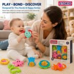 Storio Baby Products Toys 7 Pcs Rattle Set with Teathers for New Born Baby Gifts, Toy for Babies, Non-Toxic - Image 2