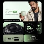 HAMMER Drop X1 5W Bluetooth Speaker with Twin Pairing, Bluetooth v6.0, 32 Hours Playtime, 52mm Drivers (Green) - Image 2