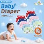 Little Boo new born Baby's Cotton Cloth Diapers/Langot/nappy U Shaped Washable and Reusable Nappies (Multicolour,0-6 Months) Pack of 10 - Image 8