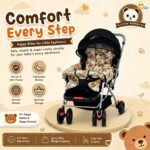 BabyGo Foldable Baby Stroller for Newborn, Infant & Toddler 0–3 Years | Lightweight Travel Pushchair | Safety Harness | Adjustable Recline Backrest | 360° Swivel Wheels | Large Storage Basket | Orange - Image 6