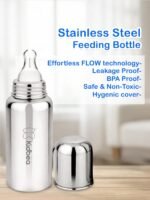 Kidbea Stainless Steel Baby Feeding Bottle 250ml | Soft Silicon Gentle Flow Nipple Baby Milk Bottle Feeder for Newborns & Infant, Bpa Free, 0+ Months - Image 3
