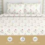 haus & kinder Bedsheet for Double Bed King Size, 108X108 Inches King Size Bed Sheet Cotton 186 TC Bedsheets with 2 Pillow Covers- Rose Serenity - Image 5
