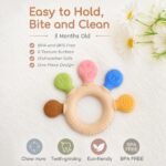 Baby Teether Silicone Teething Toy - BPA Free Food Grade Ring for Infants & Newborns - Textured Sensory Chew Toy for Gum Relief - 3-12 Months Molar Teether with Bear & Bunny Animal Designs - Image 7