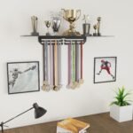 Large Metal Trophy Stand with Medal Holder for Wall - Holds Up to 8 Trophies and 30 Medals - Glossy Black Finish - Metal Display for Sports Achievements - Perfect for Homes, Schools, and Sports Clubs - Image 6