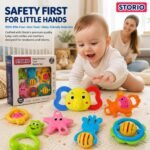 Storio Baby Products Toys 7 Pcs Rattle Set with Teathers for New Born Baby Gifts, Toy for Babies, Non-Toxic - Image 3
