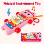 Mommers Xylophone Musical Educational Toy for Kid (1-3Year Old) I Toddlers Babies Kids Girls, Boys I 2-in-1 Piano Combined I Safe for Kids Drum Sticks for Fast and Fun Learning for Kid (Pink) - Image 4