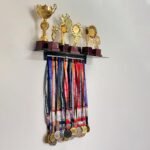 Large Metal Trophy Stand with Medal Holder for Wall - Holds Up to 8 Trophies and 30 Medals - Glossy Black Finish - Metal Display for Sports Achievements - Perfect for Homes, Schools, and Sports Clubs - Image 2