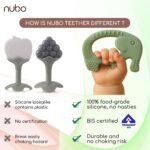Nubokind Silicone Baby Teether Ring Set | BIS Certified Multi-Textured Teething Toy for 3-12 Months | BPA Free Chew Toy & Teething Ring for 0-6 Months, Molar Relief | Grey Green | Pack of 2 - Image 8