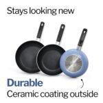 Hawkins Quik Gift Set of 3 Nonstick Frying Pans | Induction & Gas Compatible | Rivet-Less Design for Easy Cooking & Cleaning | Grey (IQFS) - Image 4