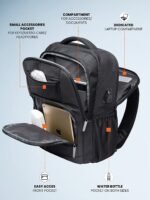 Red Lemon Swiss Cut Design 15.6" Laptop Backpack for Men and Women, Stylish 26L Capacity, USB Charging Port, Anti-Theft Pocket & Accessories Organizer - Image 2