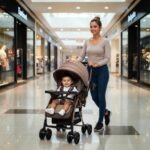 1st Step Caramel Baby Pram Cum Stroller with 5 Point Safety Harness/Infinitely Reclining and Cushioned Seat/Reversible Handle/Front Swivel Wheels - Coffee Brown - Image 9