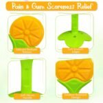 GLUN® Pack of 4 Silicone Baby Teether Toys for 5-12 Months, BPA Free Baby Teether, Sensory Teether & Baby Chew Toy, Soft Gum Relief Toy for Infants, Strawberry Orange Grape Apple Shapes, Gum Massager - Image 6