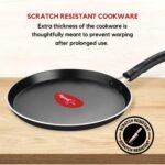 Pigeon Mio Nonstick Aluminum Cookware Gift Set, Includes Flat Tawa, Fry Pan, Kadai with Glass Lid, Kitchen Tool Set, Black, 8 Pieces - Image 4
