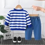 Googo Gaaga Striped SweatShirt with Denim Pant for Boys - Cotton Clothing Set for Baby Boy | Soft Fabric Full Sleeves Sweat Shirt | Regular Fit Kids Outfit | Teddy - Image 3