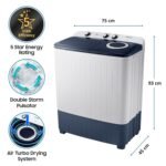 Samsung 6.5 kg, 5 star, Semi-Automatic Top Load Washing Machine (WT65R2200LL/TL, Air Turbo Drying, LIGHT GRAY, 5 Year Warranty on Wash Motor) - Image 3
