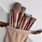 GLUN® Professional Makeup Brushes 13 Piece Set Brown Colour, Travel Makeup Brushes with Cloth Bag for Makeup Artists, Foundation, Powder, Concealer, Eyeshadow, Blush, Highlighter, Eyebrow, Brushes - Image 2