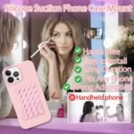 CERLINK Suction Phone Case Grip for Mobile Phone, Silicone Adhesive Sticker 24 Cup Strong Gripper Compatible with Mirror,Marble,Glass (White,Pink) - Image 4