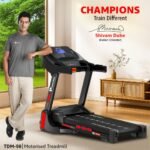 PowerMax Fitness TDM-98 4HP Foldable Motorized Manual Incline Treadmill for Home Use, 110kg Max User, Max Speed-10kmph, Preset programs, Heart Rate Sensors, AUX, Speaker, USB, LED Display,Black - Image 2