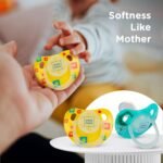 Mee Mee Baby Silicone Pacifier | Orthodontic Nipple for Oral Stimulation | Unique Shape to Support Psychological Breathing | Soother for Babies | Easy to Clean | 0-18 Months (Yellow/Green) - Image 3