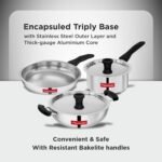 Butterfly Classic Stainless Steel Cookware 5 Pcs Set|Fry Pan 22Cm(1.4L)|Kadai 22Cm(2.2L)|Saucepan 16Cm(1.6L) with Steel Lids|Induction Base,Triply Bottom|Even,Fast Cooking with Less Oil,Silver - Image 4
