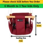 SHOPOFLUX Polyester Swing for Kids and Baby | Indoor Outdoor Hanging Jhula | 6 Months To 3 Years (Up To 25 Kg) | Maroon | Depth 8.5 Inch - Image 2