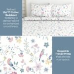 Haus & Kinder Bedsheet for Double Bed King Size, 108X108 Inches King Size Bed Sheet Cotton 186 TC Bedsheets with 2 Pillow Covers- Exotic Wings, White - Image 6