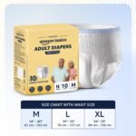 Amazon Basics Economy Adult Diapers Pant Style for Men & Women | Medium Size | 30 Count (10 x Pack of 3) | Up to 8 Hours Absorbency | Wetness Indicator | Soft & Comfortable | Disposable | White - Image 8
