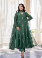 KLOSIA Women Embroidery Solid Anarkali Kurta and Pant Set with Dupatta - Image 7