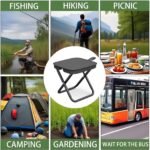 Folding Stool Portable Mini Outdoor Seat with Carry Bag - Lightweight Foldable Metal Frame Stool with Fabric Top, Compact Travel Chair for Camping, Fishing, Hiking and Home Use (Black) - Image 9