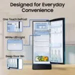 Samsung 183 L, 4 Star, Digital Inverter, Direct-Cool Single Door Refrigerator (RR20H28249U/NL, Paradise Bloom Blue, Base Stand Drawer, Single Touch Defrost, 2026 Model) - Image 7