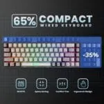 GEODMAER 65% Gaming Keyboard, Wired Backlit Mini Keyboard, Ultra-Compact Anti-Ghosting No-Conflict 68 Keys Membrane Gaming Wired Keyboard for PC Laptop Mac Gamer (Grey-Black) - Image 4